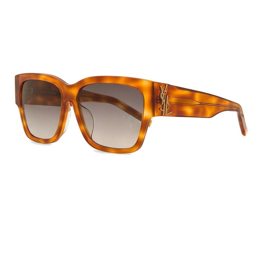 Saint Laurent Blonde Havana YSL Monogram SLM21/F Rectangular 003 Sunglasses